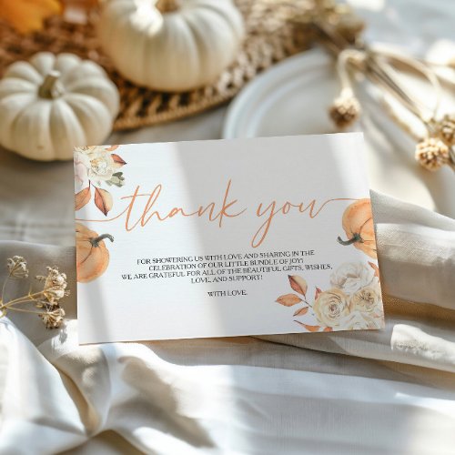 Little Pumpkin Fall Baby Shower Thank You Card