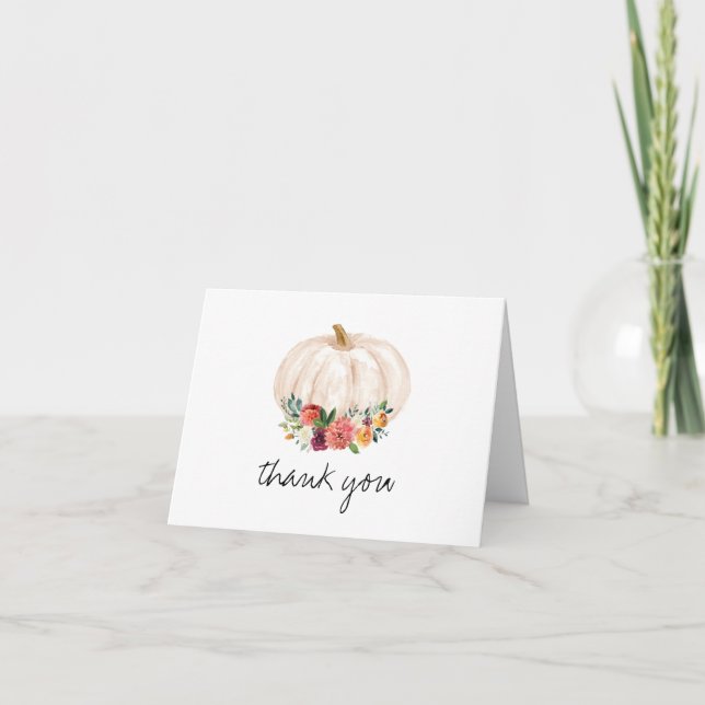 Little Pumpkin Fall Baby Shower Thank You Card (Front)