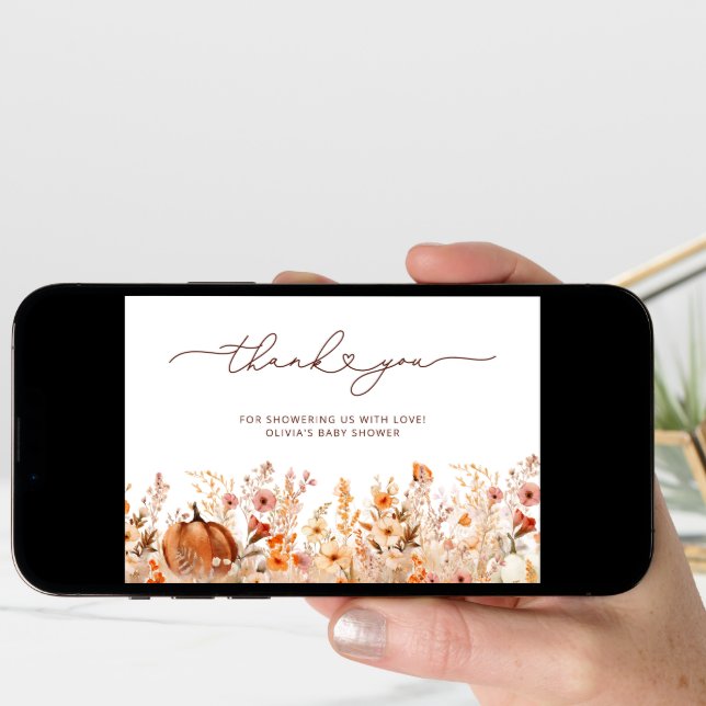 Little Pumpkin Fall Baby Shower Thank You Card (Front Digital)