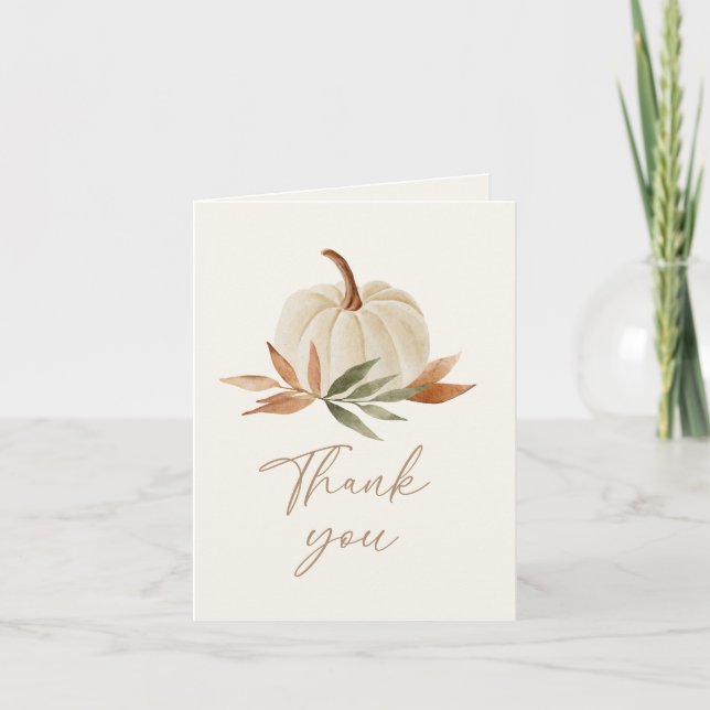 Little Pumpkin Fall Baby Shower Thank You Card (Front)