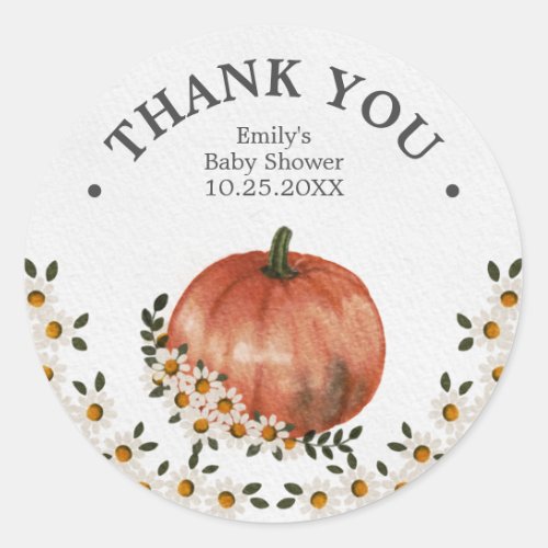 Little Pumpkin Fall Baby Shower Thank You Classic Round Sticker