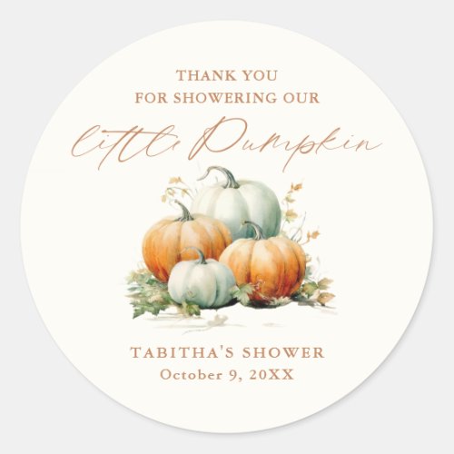  Little Pumpkin Fall Baby Shower Thank You Favor Classic Round Sticker
