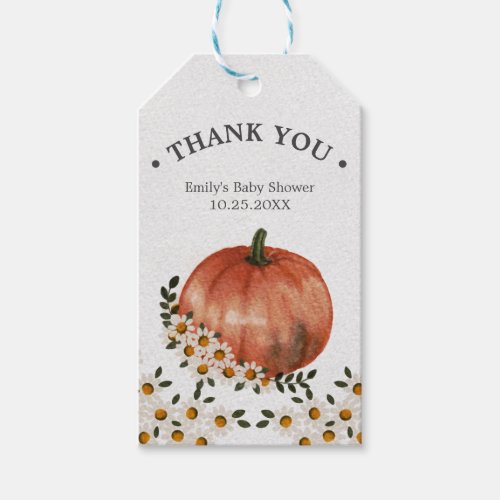 Little Pumpkin Fall Baby Shower Thank You Gift Tags