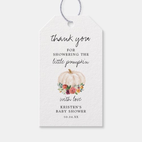 Little Pumpkin Fall Baby Shower Thank You Gift Tags