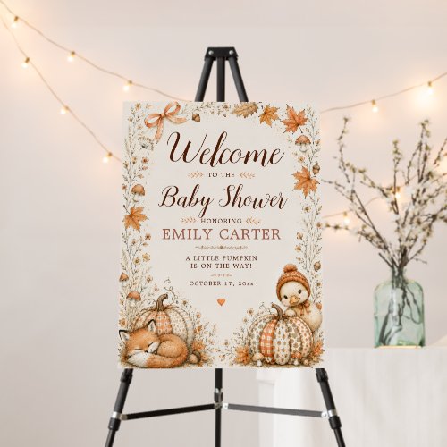 Little Pumpkin Fall Baby Shower Welcome Foam Sign