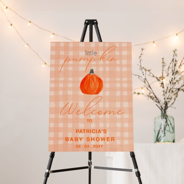 Little Pumpkin Fall Baby Shower Welcome Sign (In Situ (Stand))