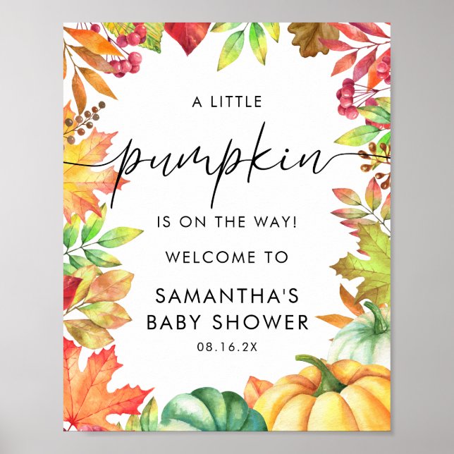 Little Pumpkin Fall Baby Shower Welcome Sign (Front)