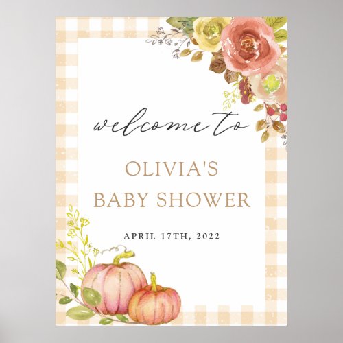 Little Pumpkin Fall Baby Shower Welcome Sign