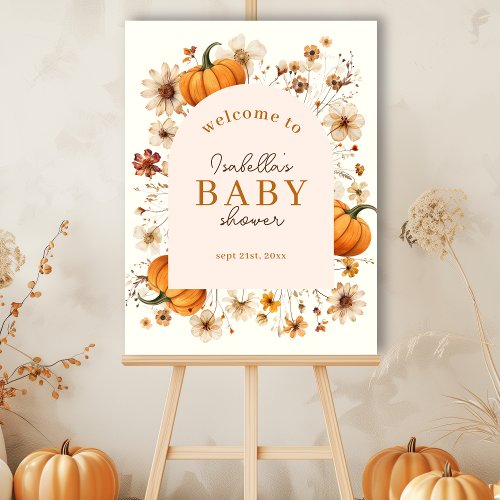 Little Pumpkin Fall Baby Shower Welcome Sign