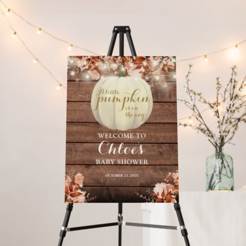 Little Pumpkin Fall Baby Shower Welcome Sign