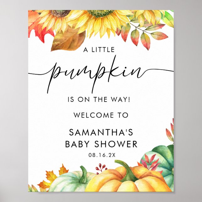 Little Pumpkin Fall Baby Shower Welcome Sign (Front)
