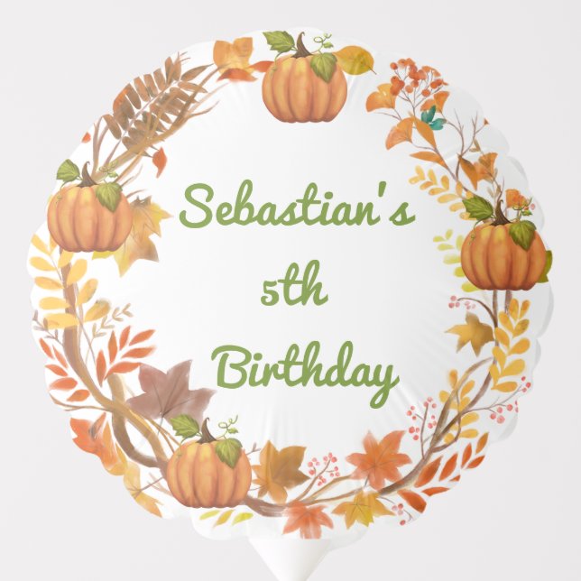 Little Pumpkin Fall Birthday Balloon (Front)