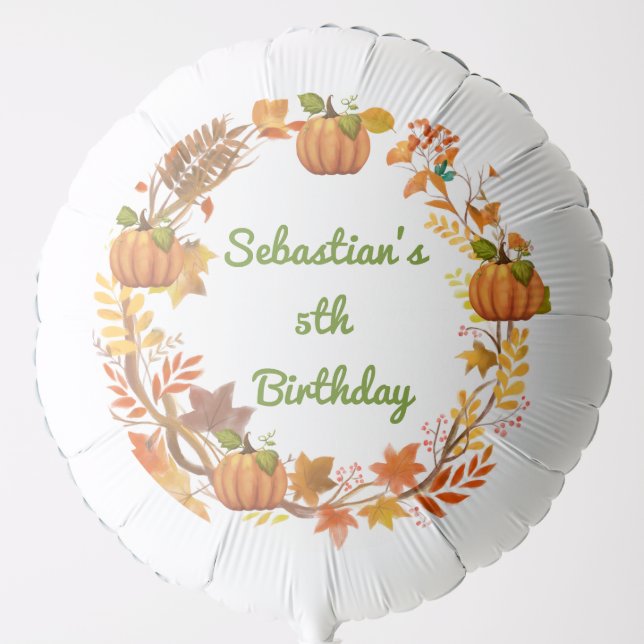 Little Pumpkin Fall Birthday Balloon (Front)