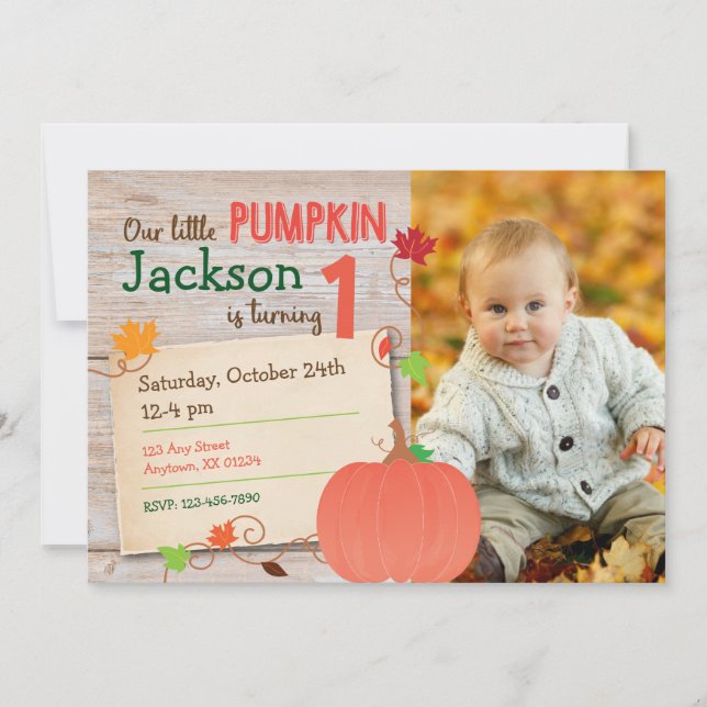 Little Pumpkin Fall Birthday Invitation (Front)