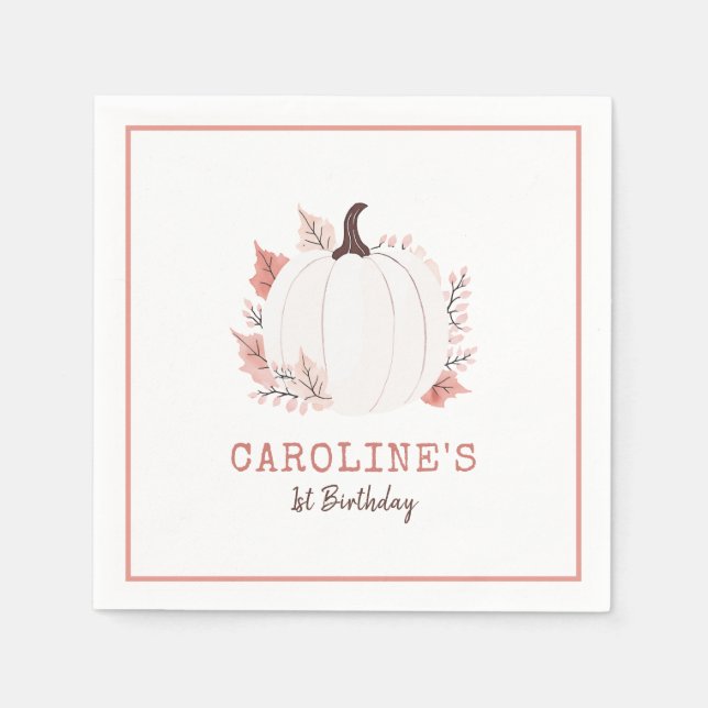 Little Pumpkin Fall Birthday Napkins (Front)