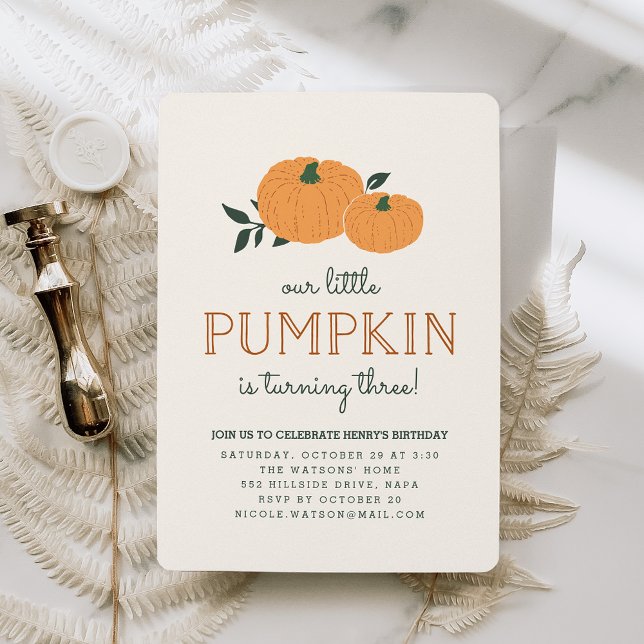 Little Pumpkin Fall Birthday Party Invitation (Creator Uploaded)