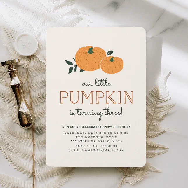 Little Pumpkin Fall Birthday Party Invitation | Zazzle