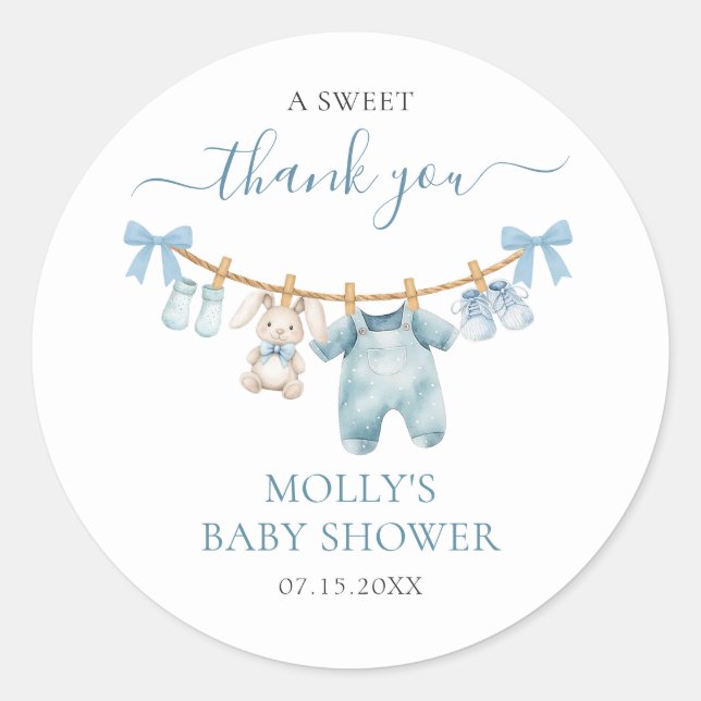Little Pumpkin Fall Blue Boy Baby Shower Sticker (Front)