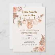 Little Pumpkin Fall Boho Floral Baby Shower Invite
