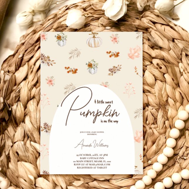 Little Pumpkin Fall Boho Neutral Baby Shower Invitation (Creator Uploaded)