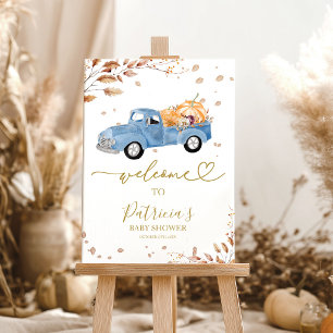 Little Pumpkin Fall Boy Baby Shower Welcome Sign