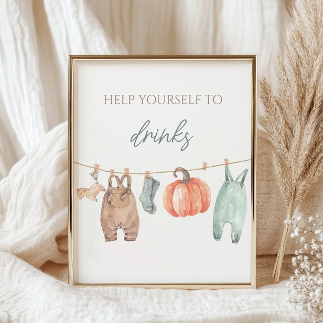 Little Pumpkin Fall Boy Clothes Baby Shower Drinks Poster (Creator Uploaded)