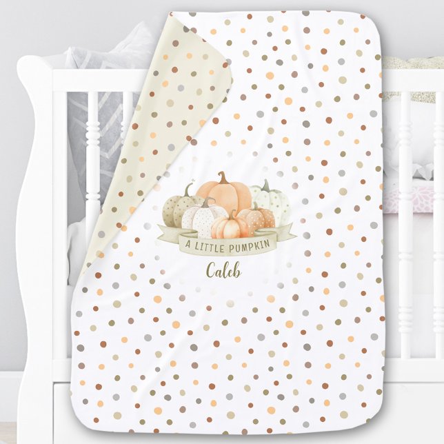Little Pumpkin Fall Boy Polka Dot New baby Name Baby Blanket (Little Pumpkin Fall Boy Polka Dot New baby Name Baby Blanket)