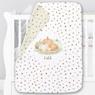 Little Pumpkin Fall Boy Polka Dot New baby Name Blanket