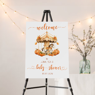 Little pumpkin Fall Carousel baby shower welcome Foam Board