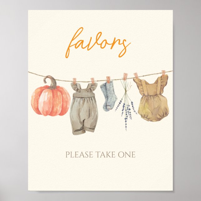 Little Pumpkin Fall Clothes Baby Shower Favors Poster (Front)