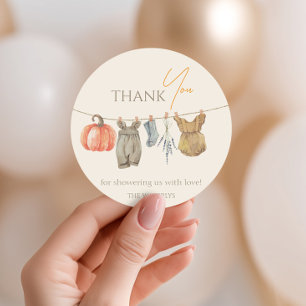 Little Pumpkin Fall Clothes Baby Shower Thank You Classic Round Sticker