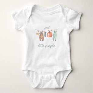 Little Pumpkin Fall Clothes Boy Baby Shower  Bodysuit
