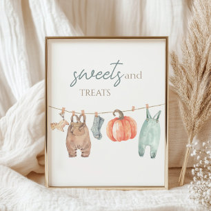 Little Pumpkin Fall Clothes Boy Sweets and Treats Poster