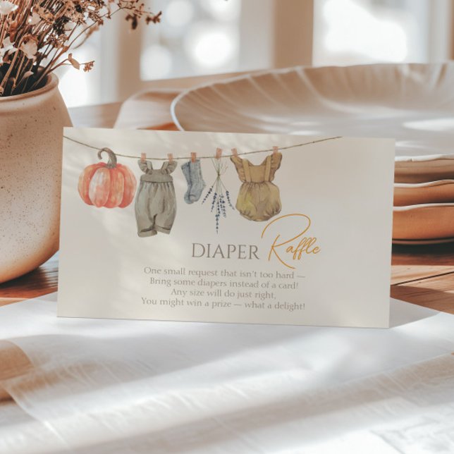 Little Pumpkin Fall Clothes Girl Diaper Raffle Enclosure Card (Creator Uploaded)