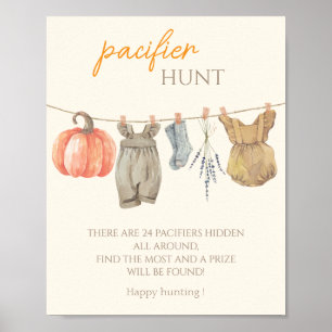Little Pumpkin Fall Clothes Girl Pacifier hunt Poster