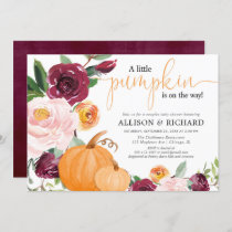 Little pumpkin fall couples baby shower invitation