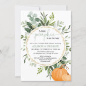 Little pumpkin fall couples greenery baby shower invitation (Front)