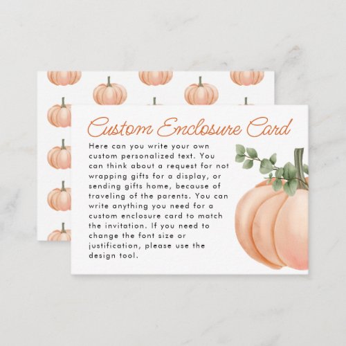 Little Pumpkin Fall Custom Baby Shower Enclosure Card