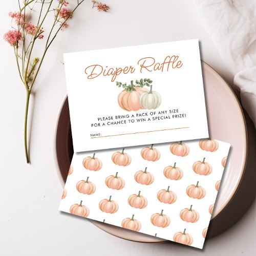 Little Pumpkin Fall Diaper Raffle Baby Shower Enclosure Card