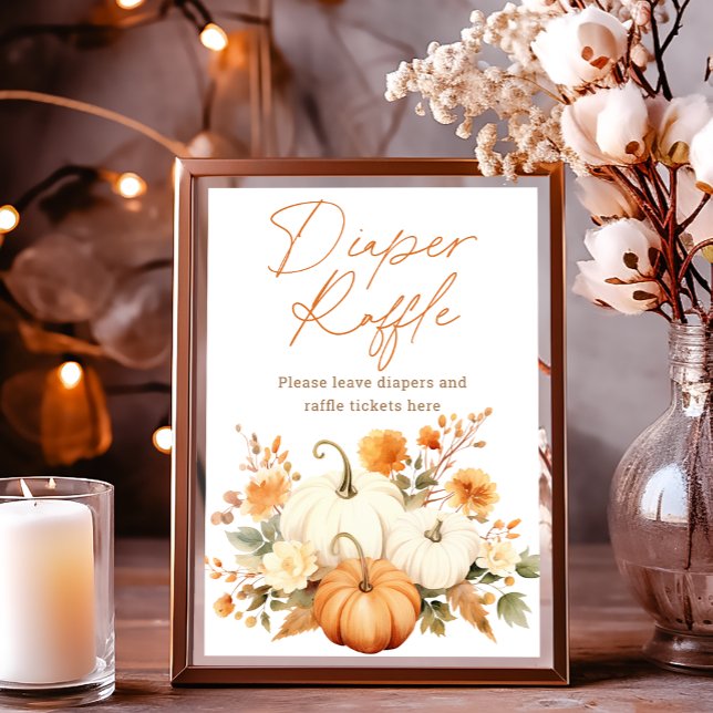 Little Pumpkin Fall Diaper Raffle Baby Shower Sign (Creator Uploaded)