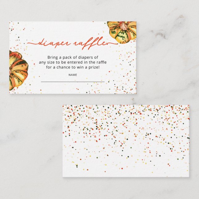 Little pumpkin fall diaper raffle enclosure card (Front/Back)