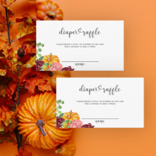 Little Pumpkin fall diaper raffle ticket Enclosure Card
