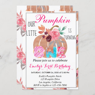 Little Pumpkin Fall Donut Candy 1st First Birthday Invitation