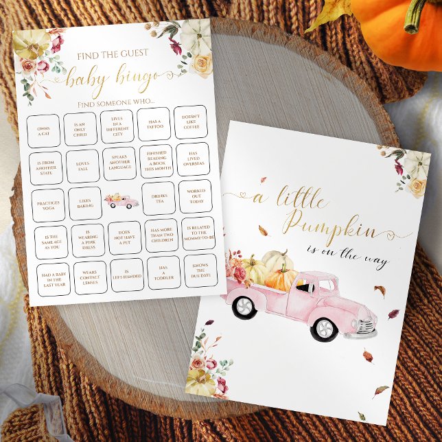 Little Pumpkin Fall Find The Guest Baby Bingo Game Invitation (Creator Uploaded)
