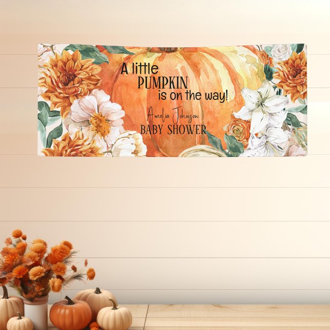 Little Pumpkin Fall floral autumn Baby Shower  Banner (Creator Uploaded)