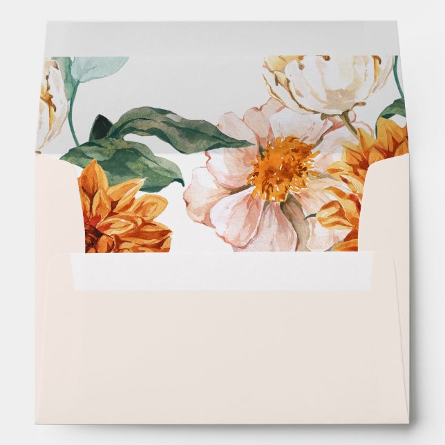 Little Pumpkin Fall floral autumn Baby Shower  Envelope (Back (Bottom))