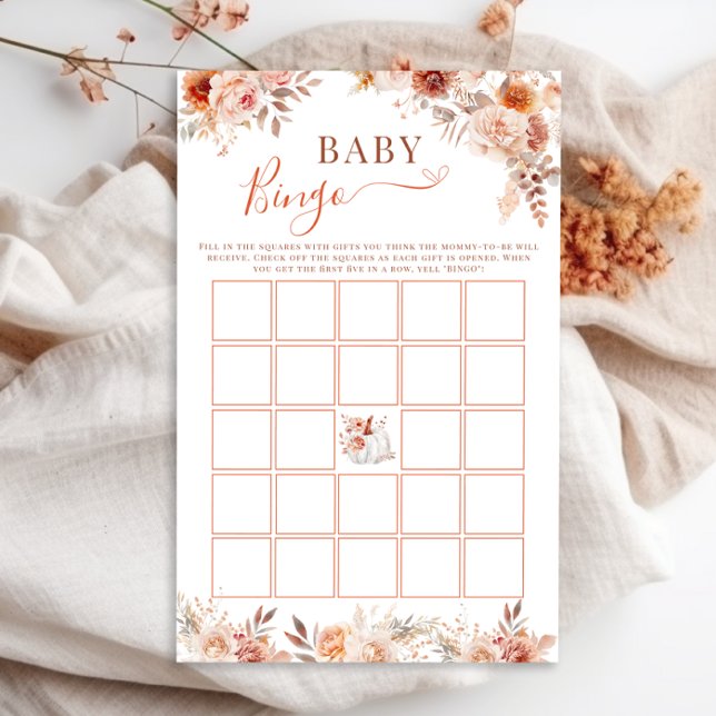 Little Pumpkin Fall Floral Baby Bingo Game (Creator Uploaded)