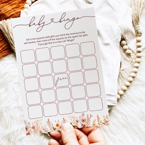 Little Pumpkin Fall Floral Baby Shower Bingo Game