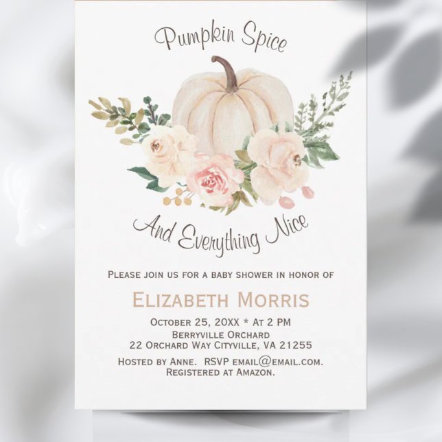 Little Pumpkin Fall Floral Baby Shower Invitation (Little Pumpkin Fall Floral Baby Shower Invitation)