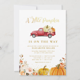 little pumpkin fall floral baby shower invitation